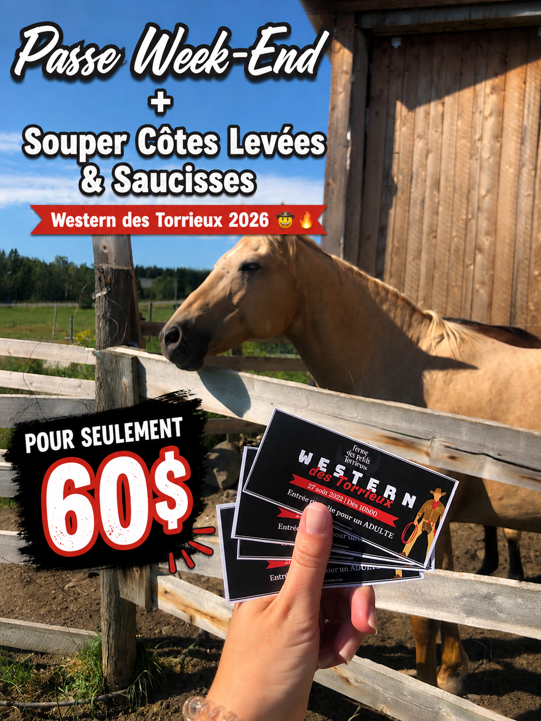 Passe Week-End + Souper Côtes Levées & Saucisses – Western des Torrieux 2026